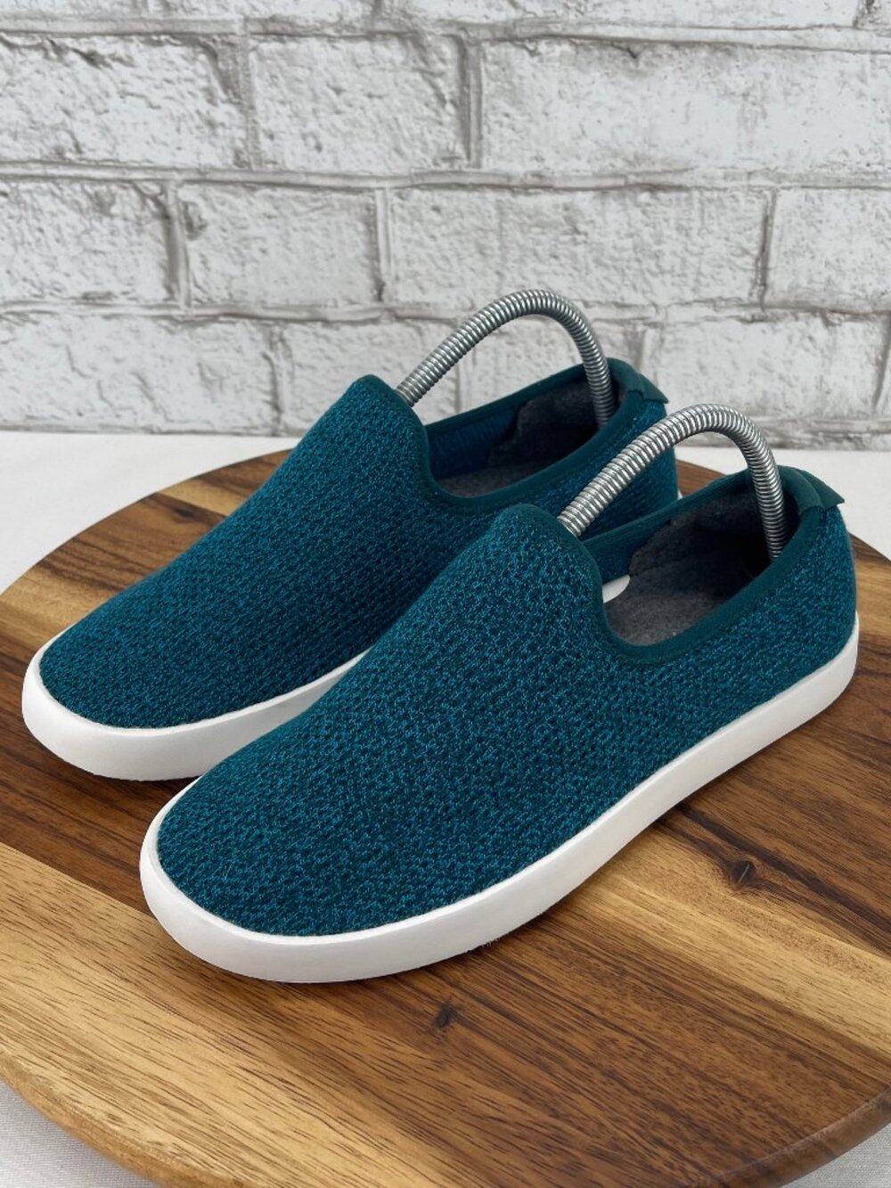 Allbirds Tree Lounger Mens Sz. 8 Teal White Wool Breathable Slip On Loafers